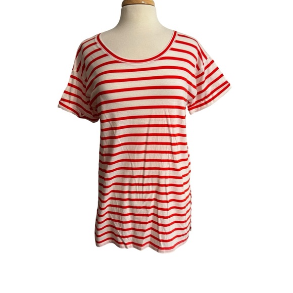 J. Crew Factory Red and White Striped Tunic Tee size Small - Picture 1 of 5
